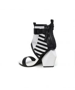 Jady Rose NEW ARRIVALS JadyRose | NOTEPAD Mesh Upper White Leather Sandals