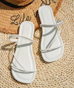 HT EN BLOOM | WHITE RHINESTONE STRAP THONG NEW ARRIVALS