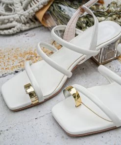 HT En Bloom | White Gold Ring Toe Block Heel Slingback NEW ARRIVALS