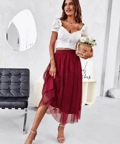 DY New In Clothing ELISHEBA PRINCESS SKIRT - WINE