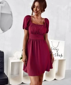 DY MAUDE MINI DRESS - WINE New In Clothing