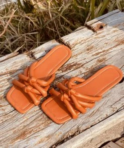 HT EN BLOOM | YAM PUFFY KNOT CROSS STRAP SLIDE