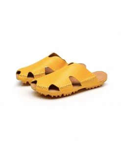 GLF Maibulun | Massage Sole Cut-Out Genuine Leather Mule - Yellow