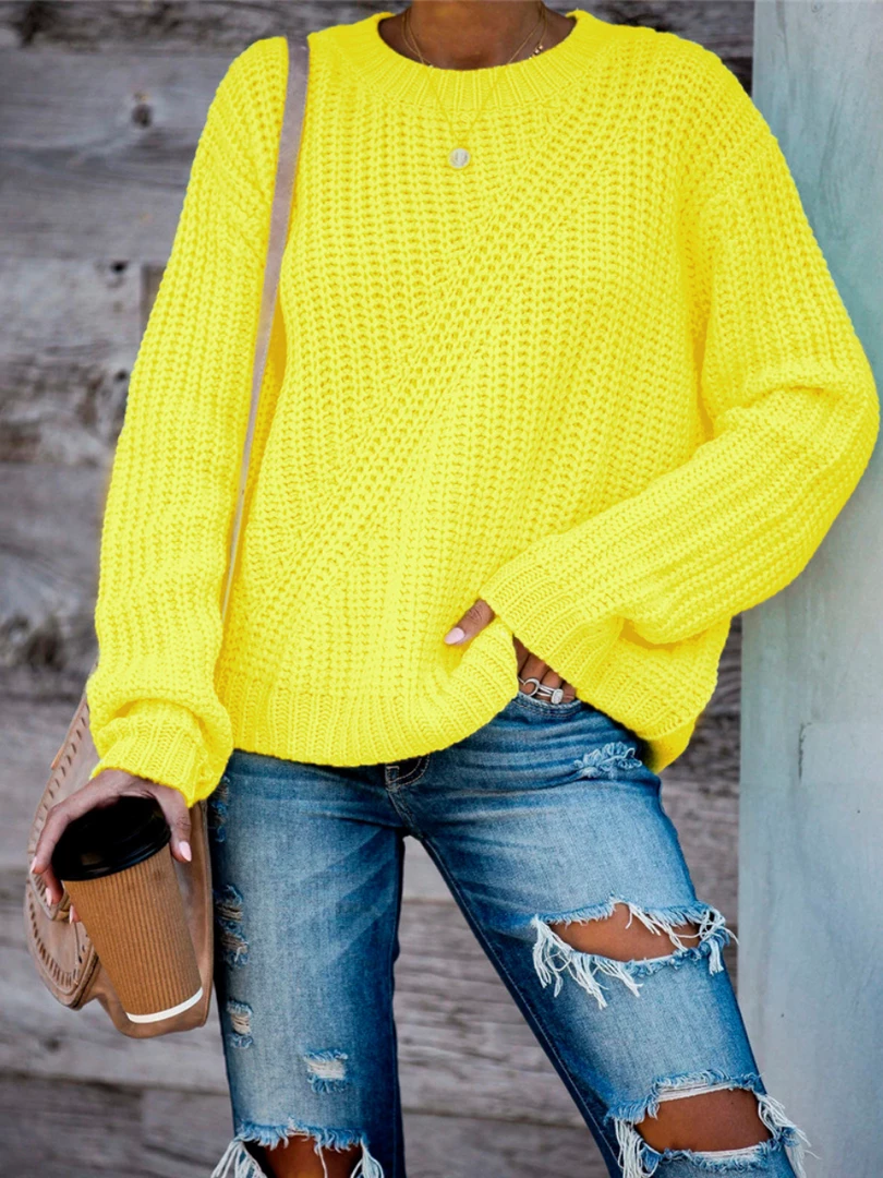 MY Smaibulun | LECIA Neon Yellow Crew Neck Knit Jumper 1 MY Smaibulun | LECIA Neon Yellow Crew Neck Knit Jumper