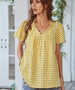 DY ROSENDA GINGHAM TOP - YELLOW NEW ARRIVALS