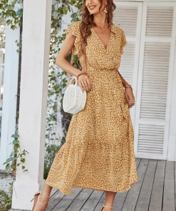 DY MARNIE MIDI DRESS - MUSTARD PRINT