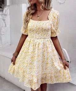 DY MONTA MINI DRESS - YELLOW FLORAL