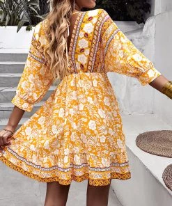 DY NEW ARRIVALS TAMANNA DRESS - YELLOW PRINT