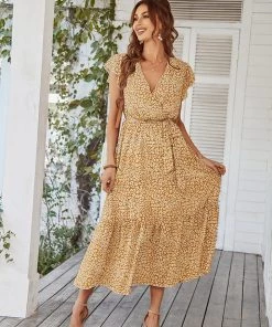 DY MARNIE MIDI DRESS - MUSTARD PRINT