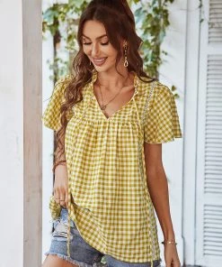 DY ROSENDA GINGHAM TOP - YELLOW NEW ARRIVALS