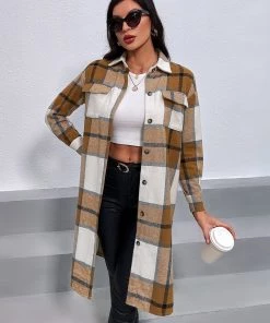 YBL Smaibulun | Plaid Button-Up Shirt Dress - Yellow