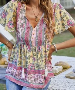 DY NEW ARRIVALS JEN BOHO TOP - YELLOW