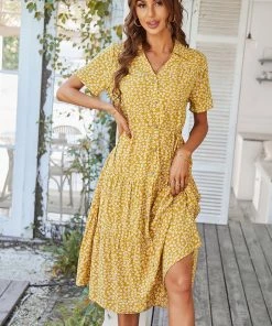 DY ALVINA Print Midi Dress - Yellow NEW ARRIVALS