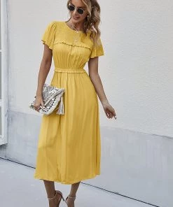 DY IOLANA Midi Dress - Yellow