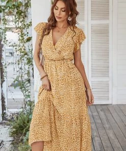 DY MARNIE MIDI DRESS - MUSTARD PRINT