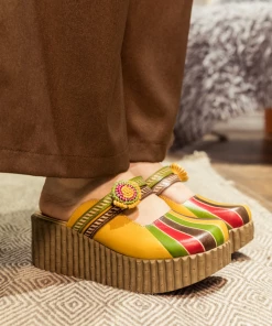 JF NEW ARRIVALS SOFFIA | Genuine Leather Yellow Ribbed-Sole Floral Appliqued Platform Sandals Clogs 11 JF NEW ARRIVALS SOFFIA | Genuine Leather Yellow Ribbed-Sole Floral Appliqued Platform Sandals Clogs