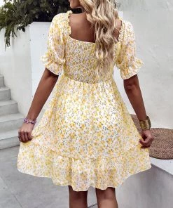 DY MONTA MINI DRESS - YELLOW FLORAL