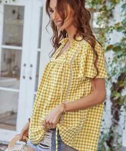 DY ROSENDA GINGHAM TOP - YELLOW NEW ARRIVALS
