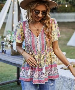 DY NEW ARRIVALS JEN BOHO TOP - YELLOW