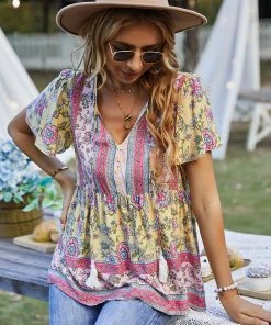 DY NEW ARRIVALS JEN BOHO TOP - YELLOW