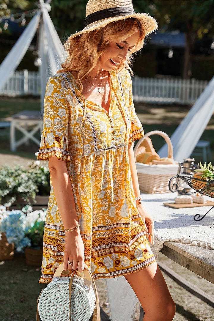 DY NEW ARRIVALS LUISYANA MINI DRESS - YELLOW PRINT 4 DY NEW ARRIVALS LUISYANA MINI DRESS - YELLOW PRINT