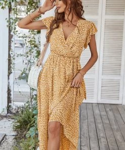DY MARNIE MIDI DRESS - MUSTARD PRINT