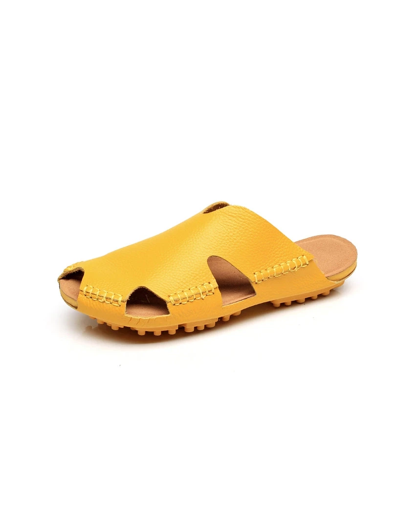 GLF Maibulun | Massage Sole Cut-Out Genuine Leather Mule - Yellow 4 GLF Maibulun | Massage Sole Cut-Out Genuine Leather Mule - Yellow