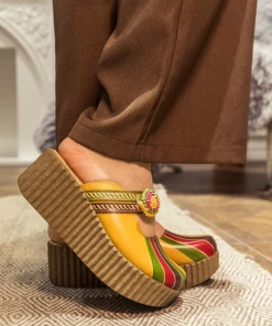 JF NEW ARRIVALS SOFFIA | Genuine Leather Yellow Ribbed-Sole Floral Appliqued Platform Sandals Clogs 12 JF NEW ARRIVALS SOFFIA | Genuine Leather Yellow Ribbed-Sole Floral Appliqued Platform Sandals Clogs