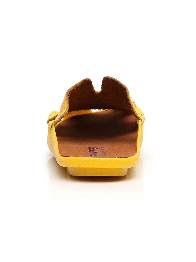 GLF NEW ARRIVALS Maibulun | Perforated Cut-Out Genuine Leather Mule - Yellow 4 GLF NEW ARRIVALS Maibulun | Perforated Cut-Out Genuine Leather Mule - Yellow