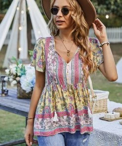 DY NEW ARRIVALS JEN BOHO TOP - YELLOW