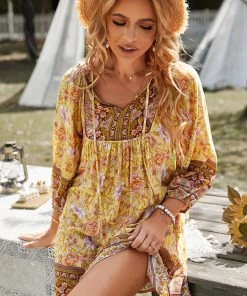 DY New In Clothing AURINA BOHO DRESS - YELLOW