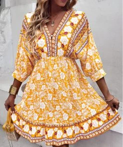 DY NEW ARRIVALS TAMANNA DRESS - YELLOW PRINT