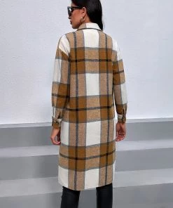 YBL Smaibulun | Plaid Button-Up Shirt Dress - Yellow