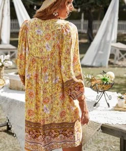 DY New In Clothing AURINA BOHO DRESS - YELLOW