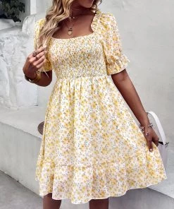 DY MONTA MINI DRESS - YELLOW FLORAL