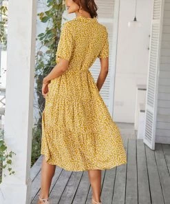 DY ALVINA Print Midi Dress - Yellow NEW ARRIVALS