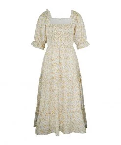 DY OWENA Square Neck Midi Dress - Yellow NEW ARRIVALS