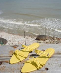 HT NEW ARRIVALS EN BLOOM | LUCK DOUBLE TIES STRAP SLIDES - YELLOW