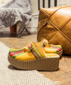 JF NEW ARRIVALS SOFFIA | Genuine Leather Yellow Ribbed-Sole Floral Appliqued Platform Sandals Clogs 17 JF NEW ARRIVALS SOFFIA | Genuine Leather Yellow Ribbed-Sole Floral Appliqued Platform Sandals Clogs