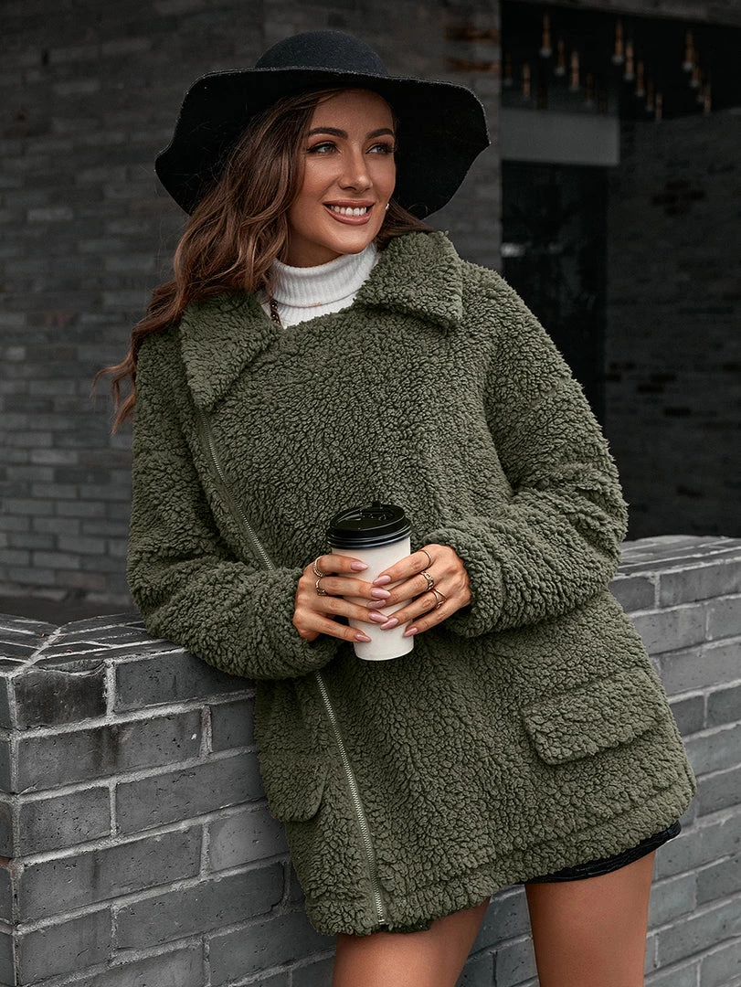 YBL Smaibulun | Black Asymmetrical Zip-Front Fleece Jacket 11 YBL Smaibulun | Black Asymmetrical Zip-Front Fleece Jacket