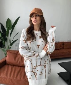 MY Smaibulun Doll | Cream Smiley Polar Bear Knit Sweater Dress 10 MY Smaibulun Doll | Cream Smiley Polar Bear Knit Sweater Dress