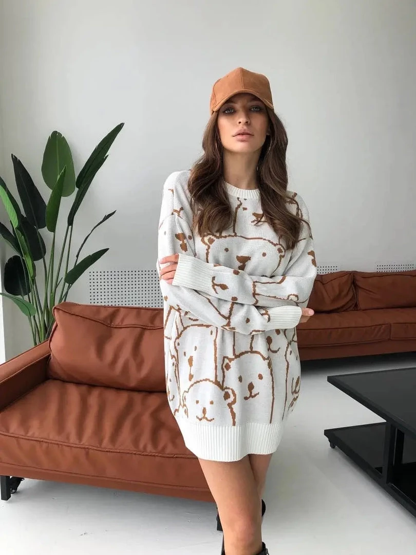 MY Smaibulun Doll | Cream Smiley Polar Bear Knit Sweater Dress 3 MY Smaibulun Doll | Cream Smiley Polar Bear Knit Sweater Dress