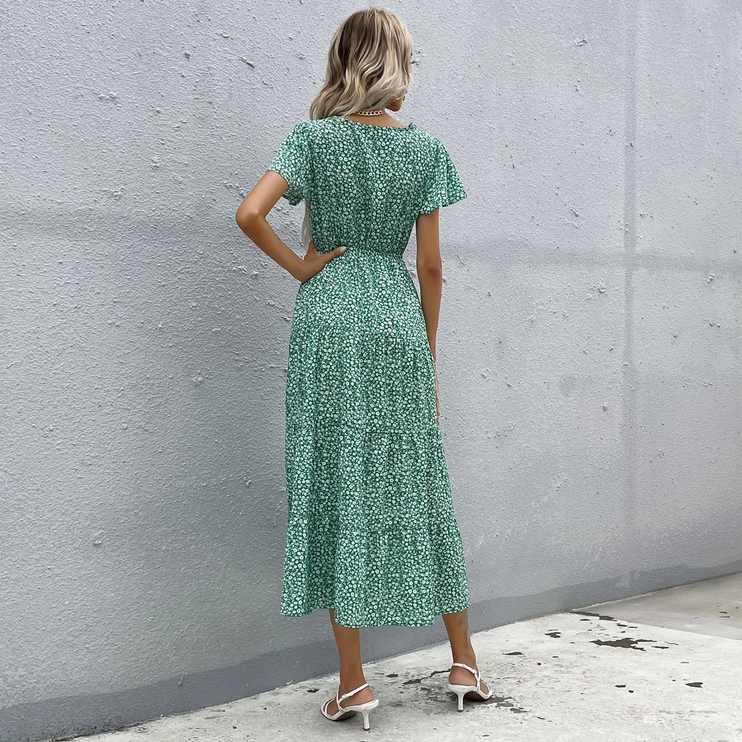 BFZY Smaibulun | Front Bow BORACAY Midi Dress - Green Print 9 BFZY Smaibulun | Front Bow BORACAY Midi Dress - Green Print