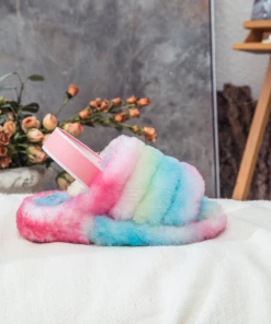 XH NEW ARRIVALS Fluffy Soft Wool Snug Slipper Sandals - Lollipop