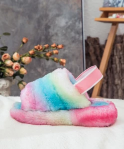 XH NEW ARRIVALS Fluffy Soft Wool Snug Slipper Sandals - Lollipop