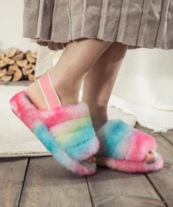 XH NEW ARRIVALS Fluffy Soft Wool Snug Slipper Sandals - Lollipop