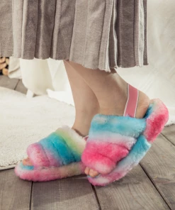 XH NEW ARRIVALS Fluffy Soft Wool Snug Slipper Sandals - Lollipop