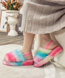 XH NEW ARRIVALS Fluffy Soft Wool Snug Slipper Sandals - Lollipop