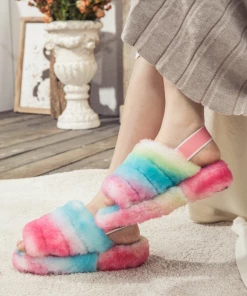 XH NEW ARRIVALS Fluffy Soft Wool Snug Slipper Sandals - Lollipop