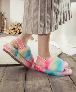 XH NEW ARRIVALS Fluffy Soft Wool Snug Slipper Sandals - Lollipop